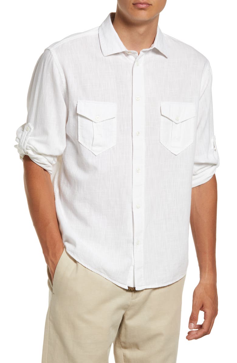 Billy Reid Westmoreland Scout Standard Fit Cotton & Linen Button-Up Shirt, Main, color, 