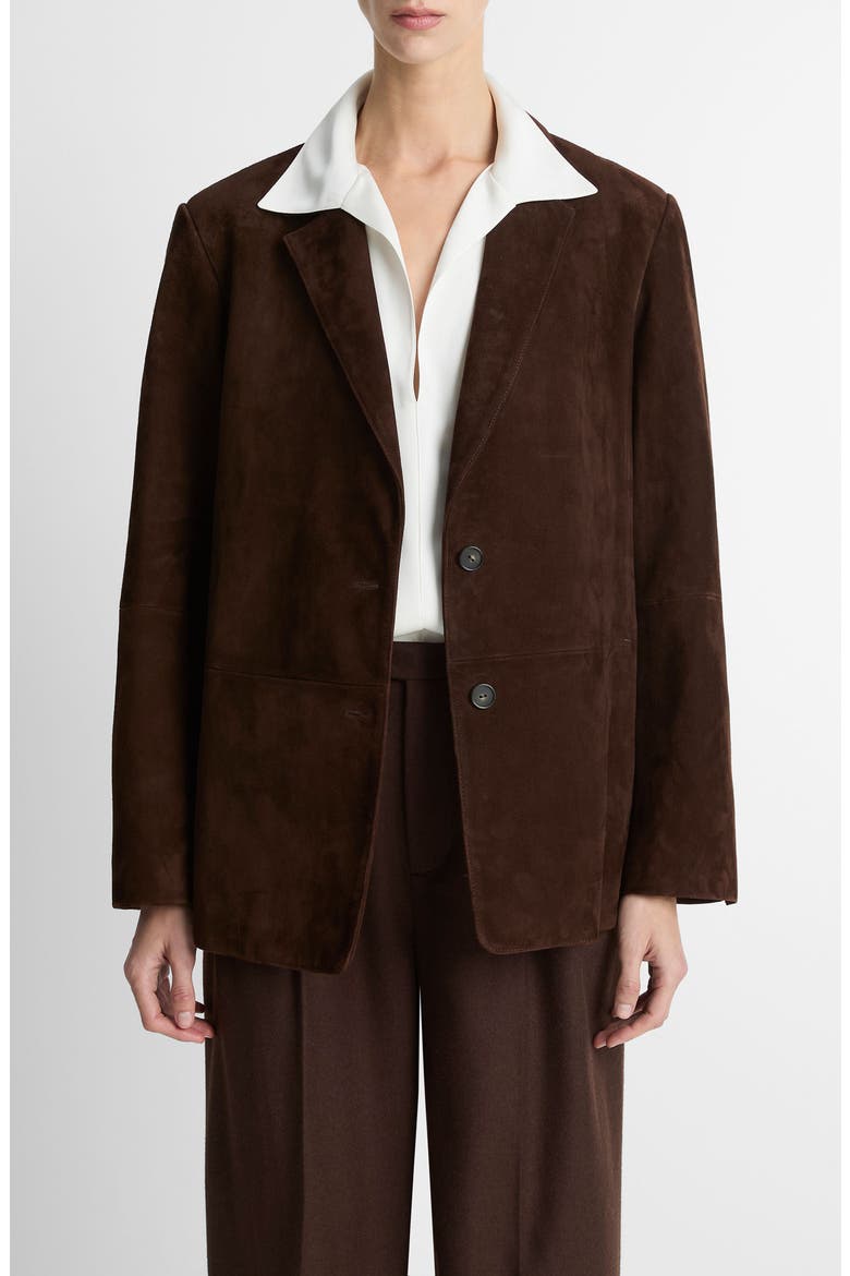 Suede Blazer, Main, color, CHOCOLATE
