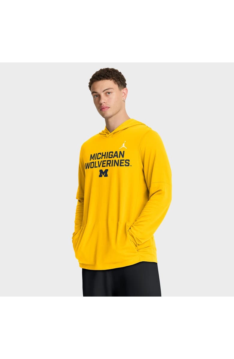 Jordan Brand Men's Jordan Brand Maize Michigan Wolverines 2025 Sideline Performance Long Sleeve Hoodie T-Shirt, Main, color, Maize