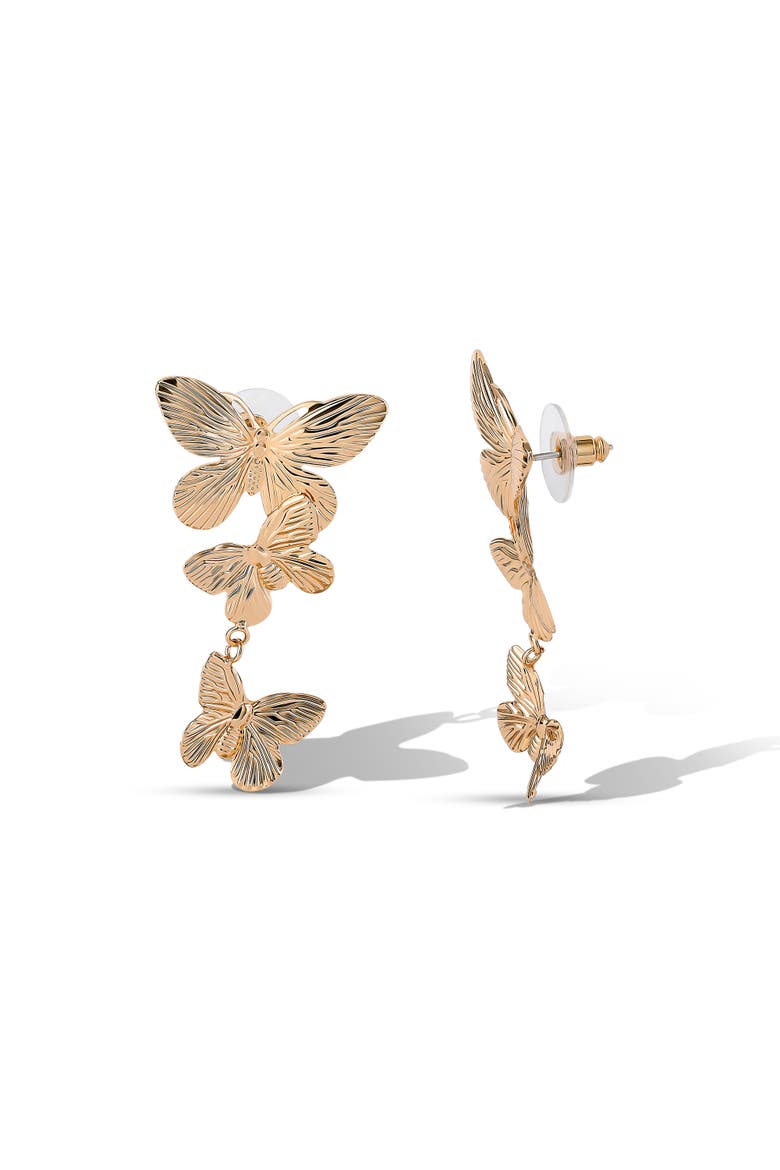 JS Jessica Simpson Cluster Butterfly Drop Earrings in Gold-Tone, Alternate, color, Gold