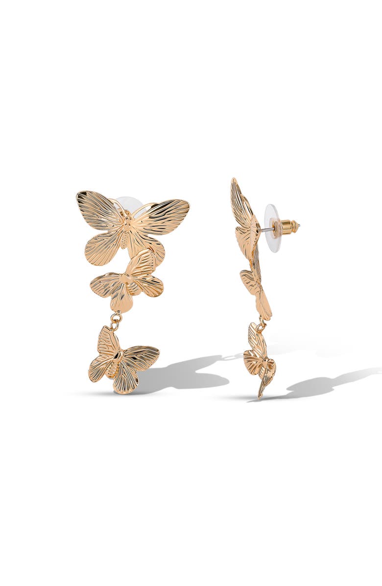 Jessica Simpson Cluster Butterfly Drop Earrings in Gold-Tone, Alternate, color, Gold