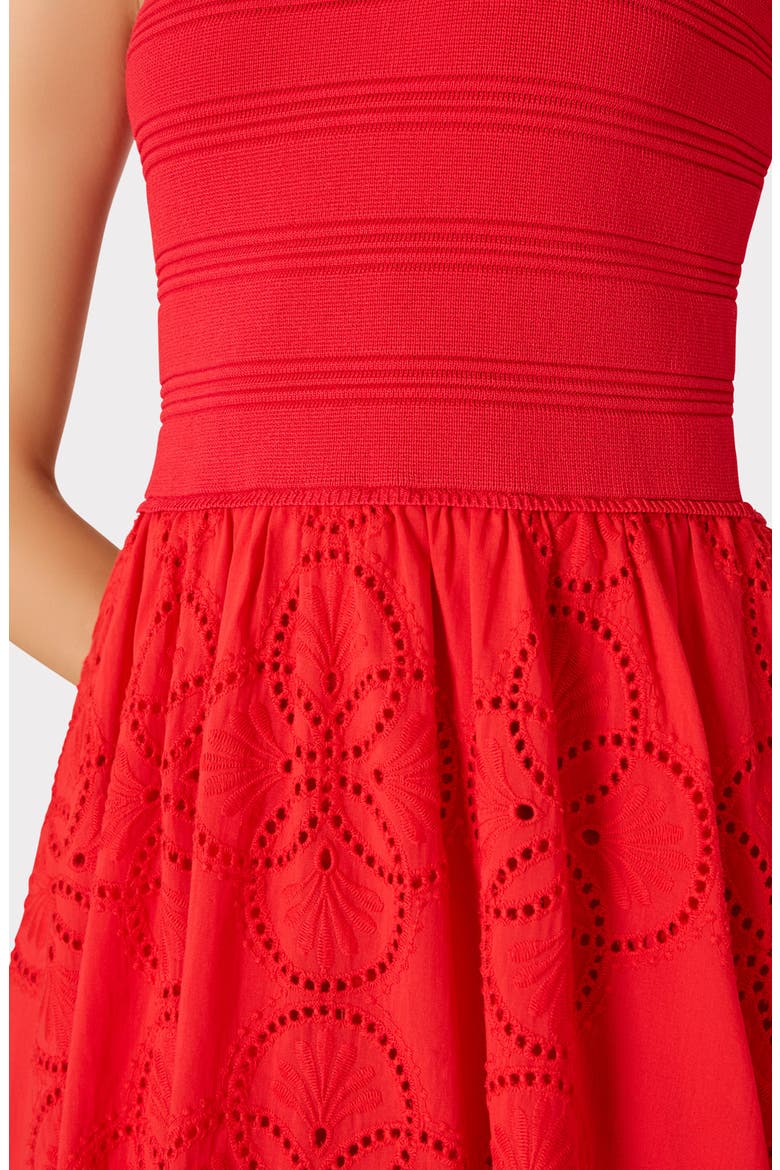 Mixed Media Midi Dress, Alternate, color, RED