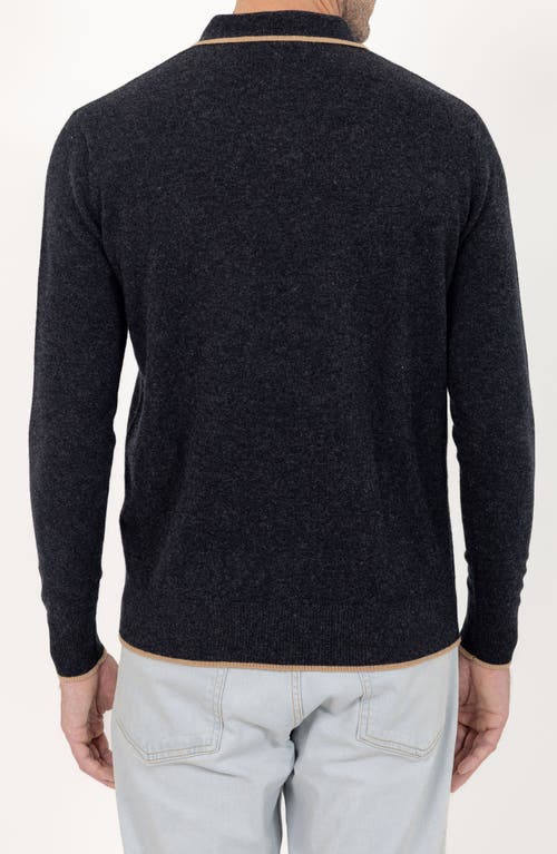 Pino By Pinoporte Johnny Collar Long Sleeve Wool Polo In Charcoal