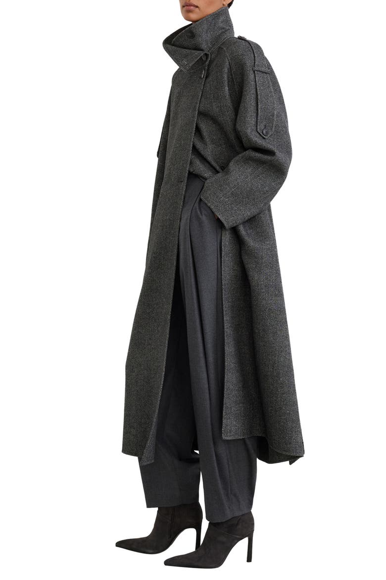 Martina Wool Blend Belted Coat, Alternate, color, DARK GREY