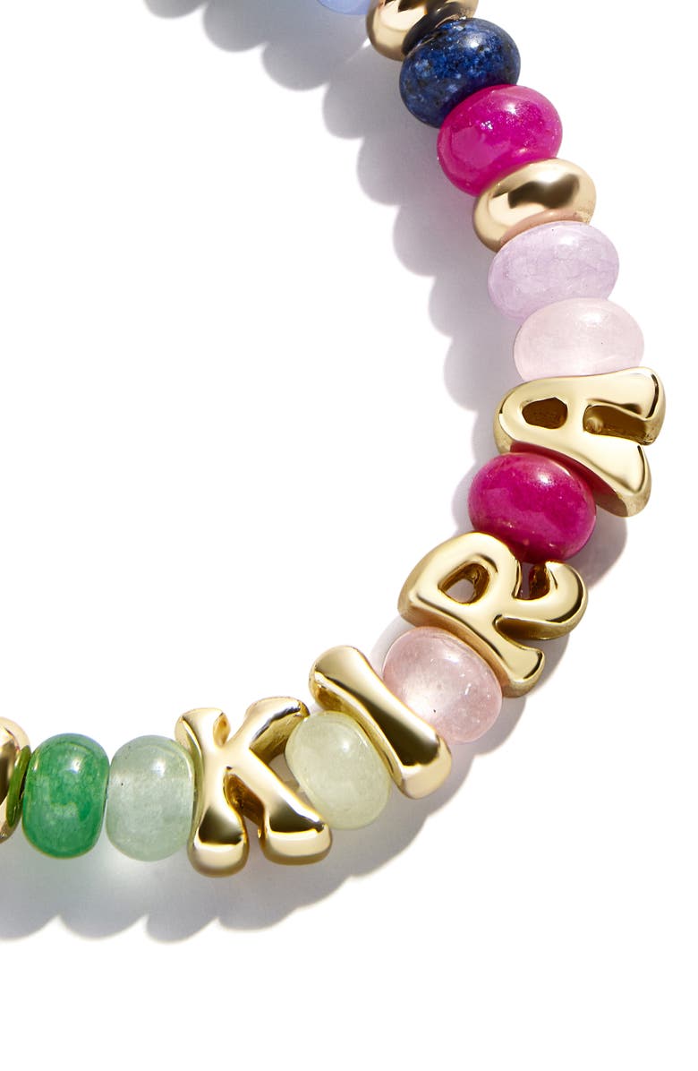 BaubleBar Semiprecious Custom Beaded Stretch Bracelet, Alternate, color, Gold Multi