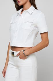 L'AGENCE Kirstie Short Sleeve Crop Denim Jacket