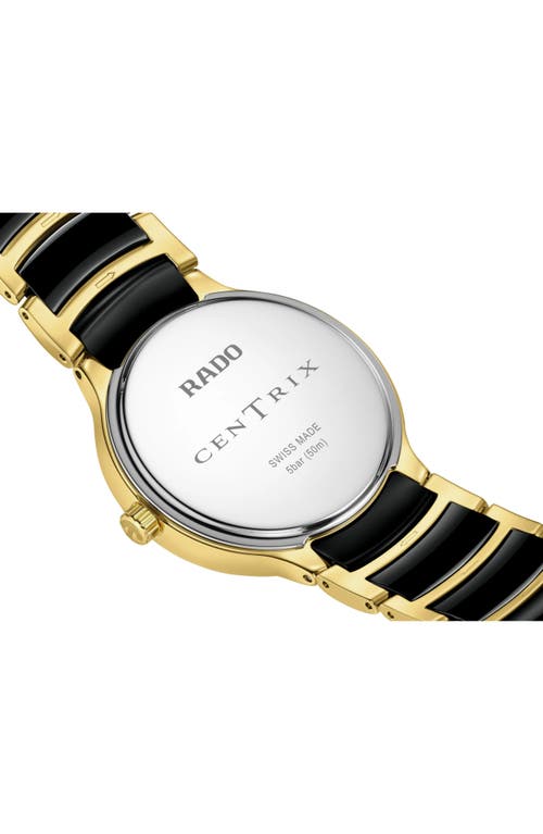 Rado Unisex Swiss Centrix Diamond (1/20 Ct. T.w.) Black Ceramic & Gold Pvd Bracelet Watch 40mm In Black