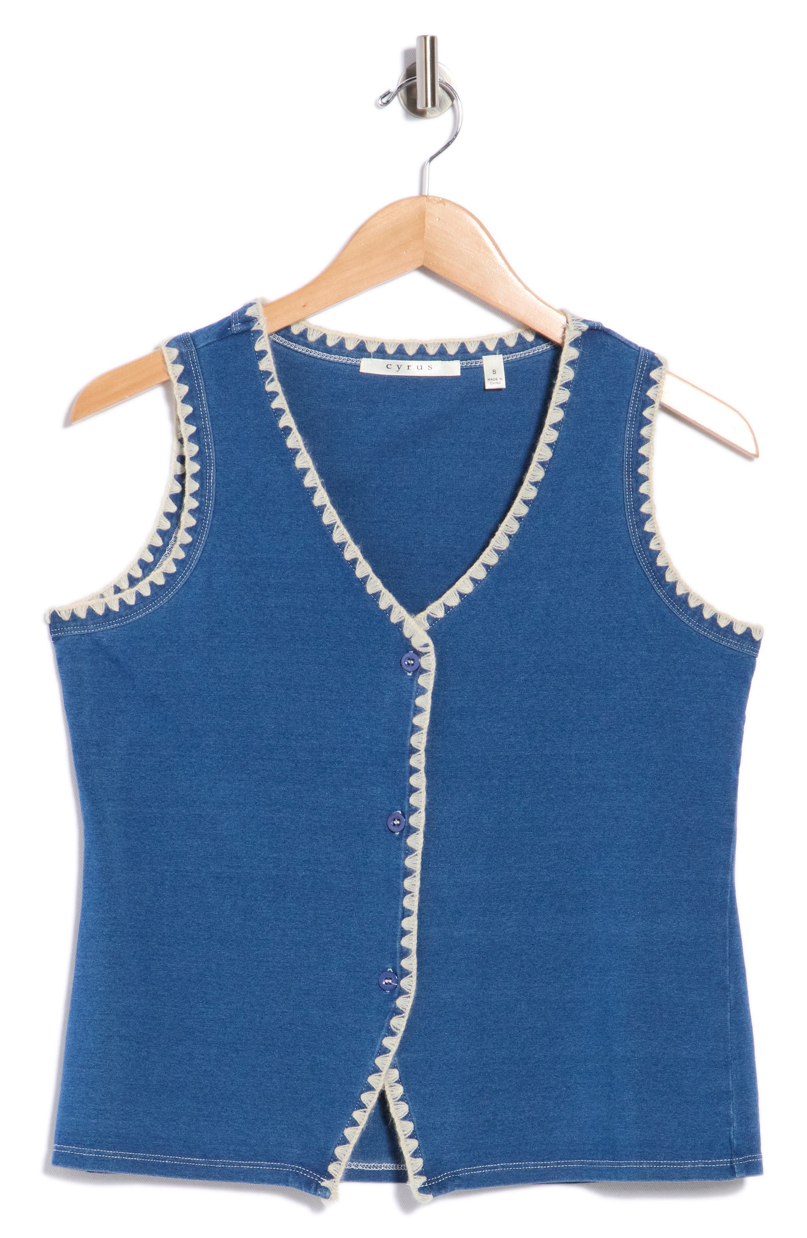 Blanket Stitch Denim Vest