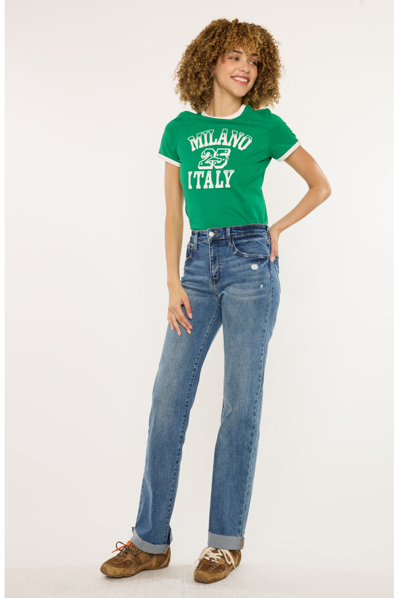 Trinity Essentials High Rise True Straight Jeans, Alternate, color, Dark Wash