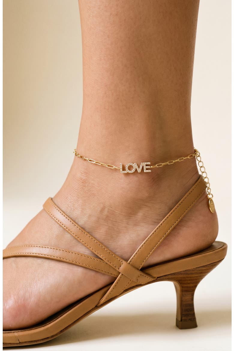 Love Pave Anklet, Alternate, color, GOLD