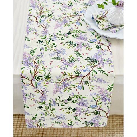 Linen Table Runner for Dining Table, Holiday and Everyday Table Decor - Lilacs