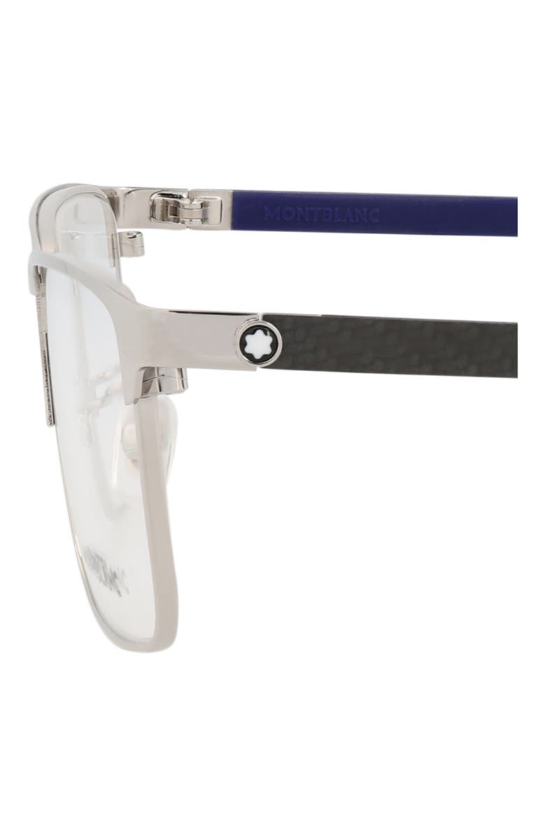 Montblanc 54mm Square Optical Glasses, Alternate, color, Silver Blue Transparent