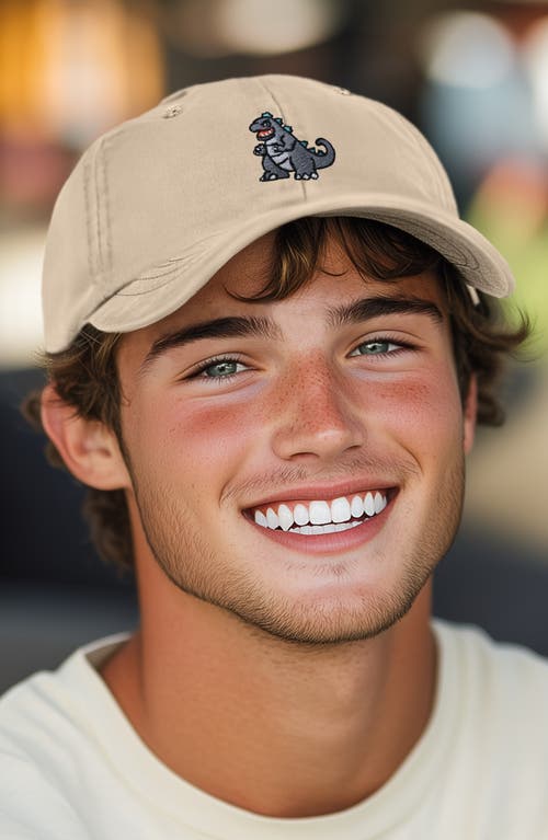 Dalix Giant Lizard Embroidered Dad Hat In Khaki