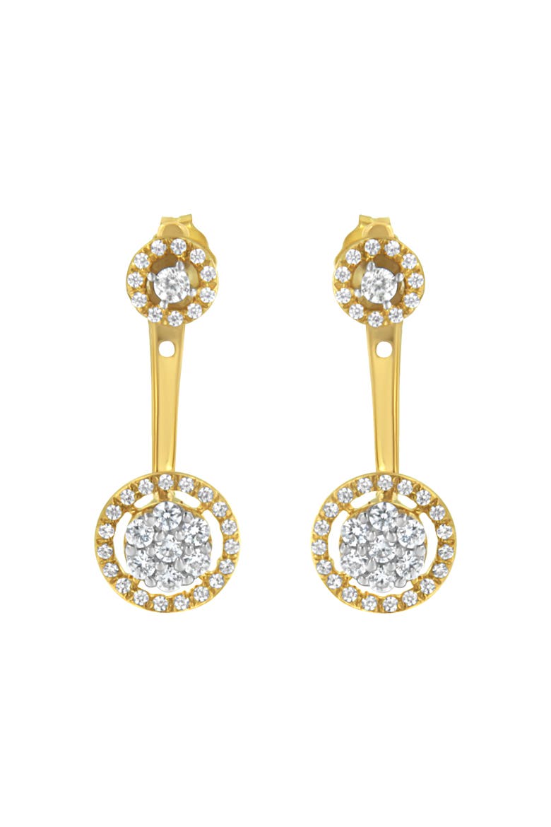14K Yellow Gold Plated Silver 5/8 Ct Diamond Removable Stud and Dangle Earrings, Alternate, color, Yellow