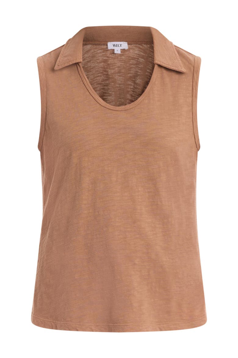 Polo Shell Top, Alternate, color, Raw Umber