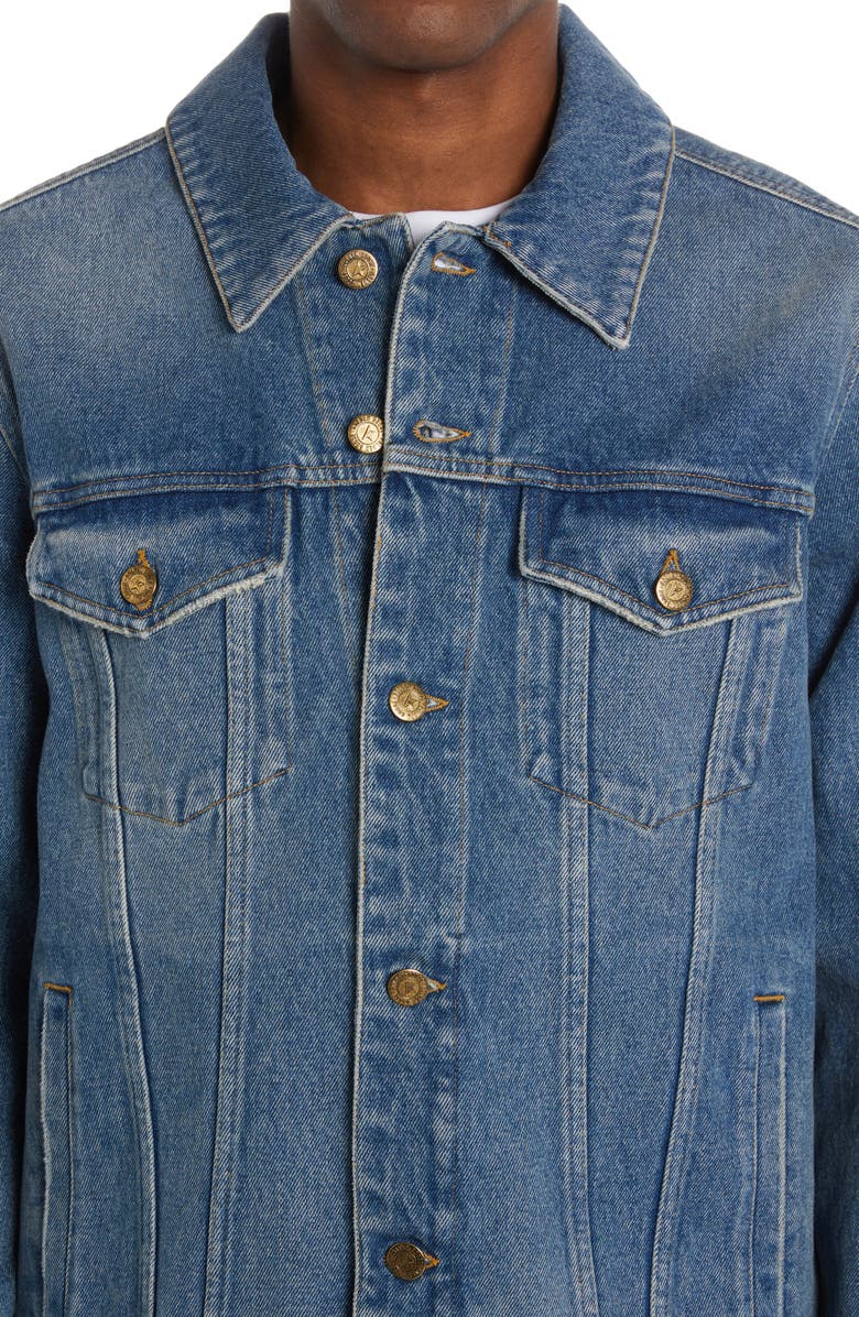 Golden Goose Logo Patch Denim Jacket, Alternate, color, Medium Blue