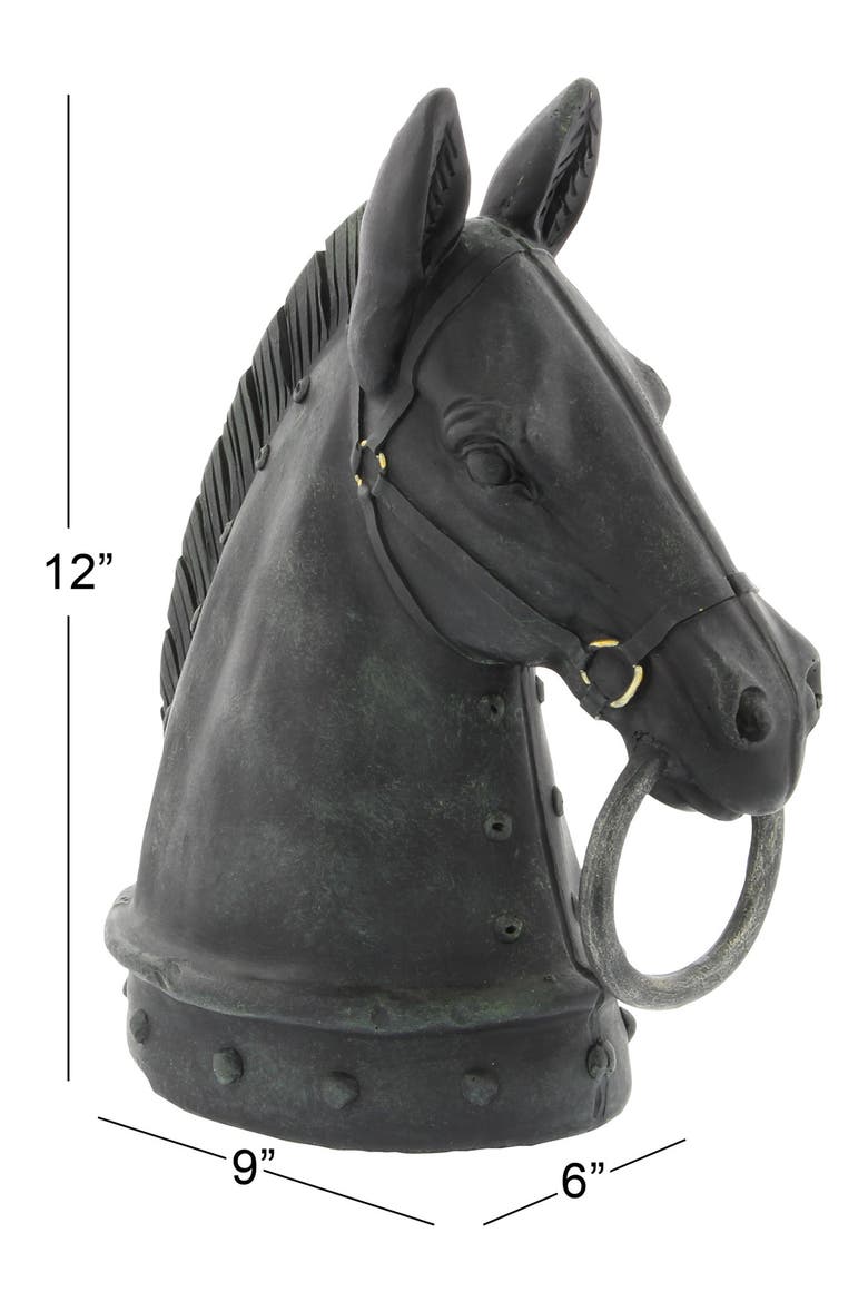 Black Polystone Traditional Horse Sculpture, Alternate, color, BLACK