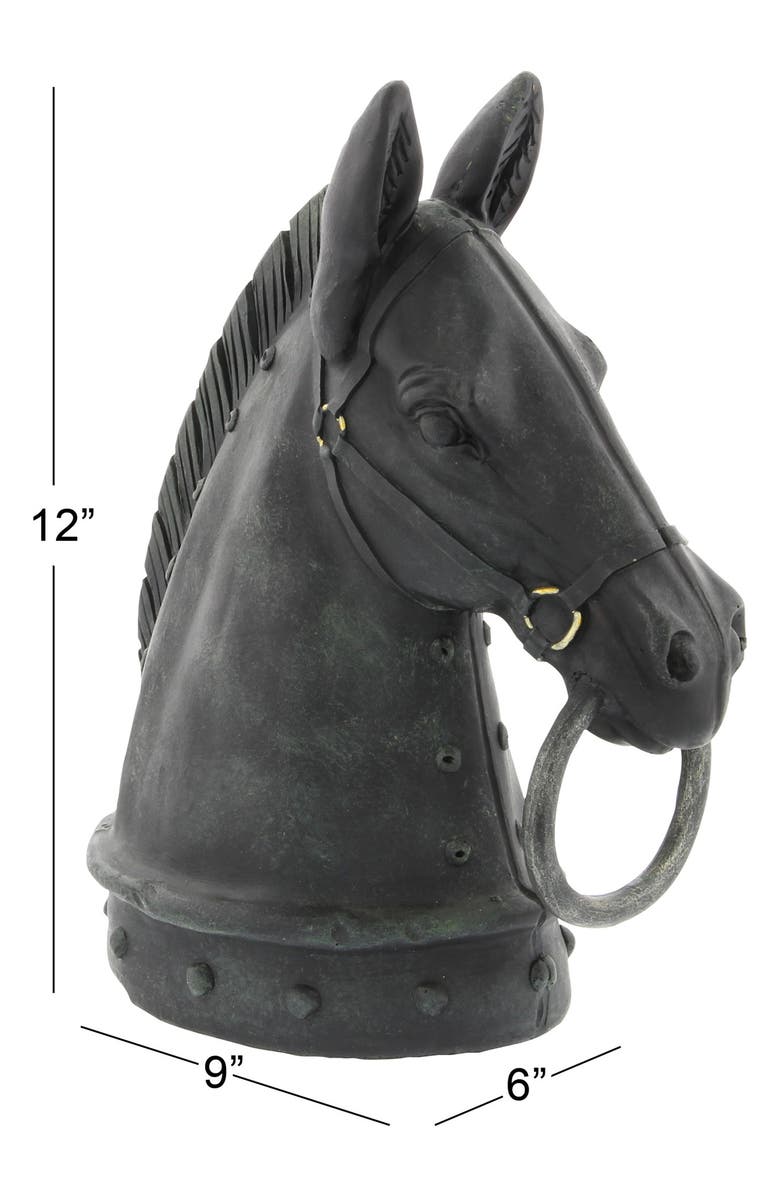 WILLOW ROW Black Polystone Traditional Horse Sculpture, Alternate, color, Black