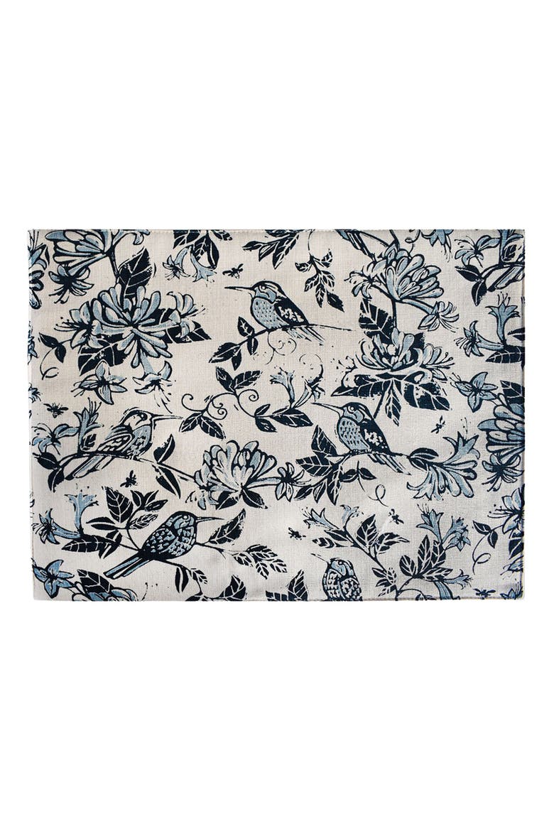 Honeysuckle Botanical Set of 4 Placemats, Main, color, INDIGO