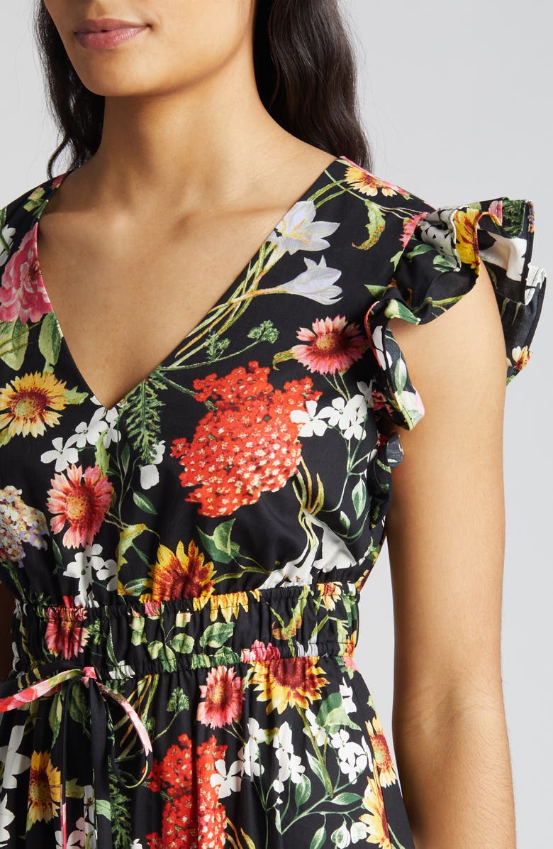 Anne Klein Floral Tiered Cotton Maxi Dress, Alternate, color,