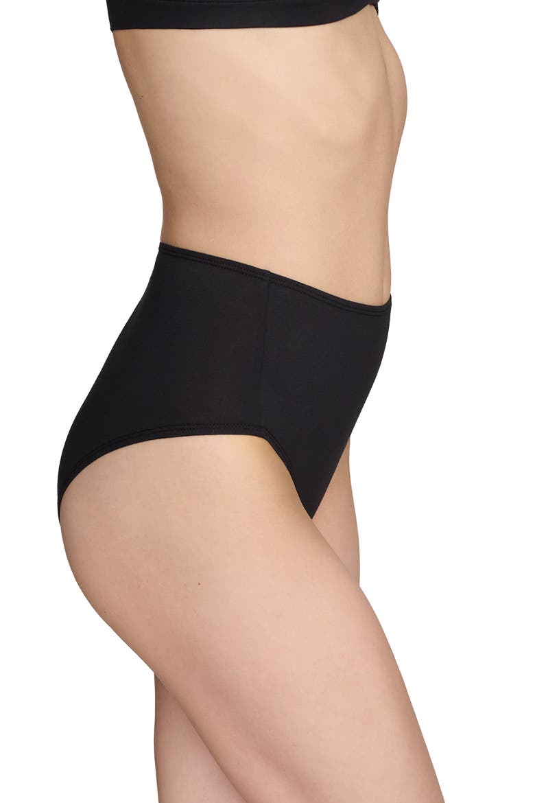 The Highwaist High Cut Cotton Briefs, Alternate, color, BLACK