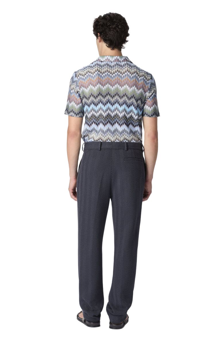 Missoni Classic Trousers In Cotton And Viscose With Tone-on-tone Zigzag Pattern, Alternate, color, Blue