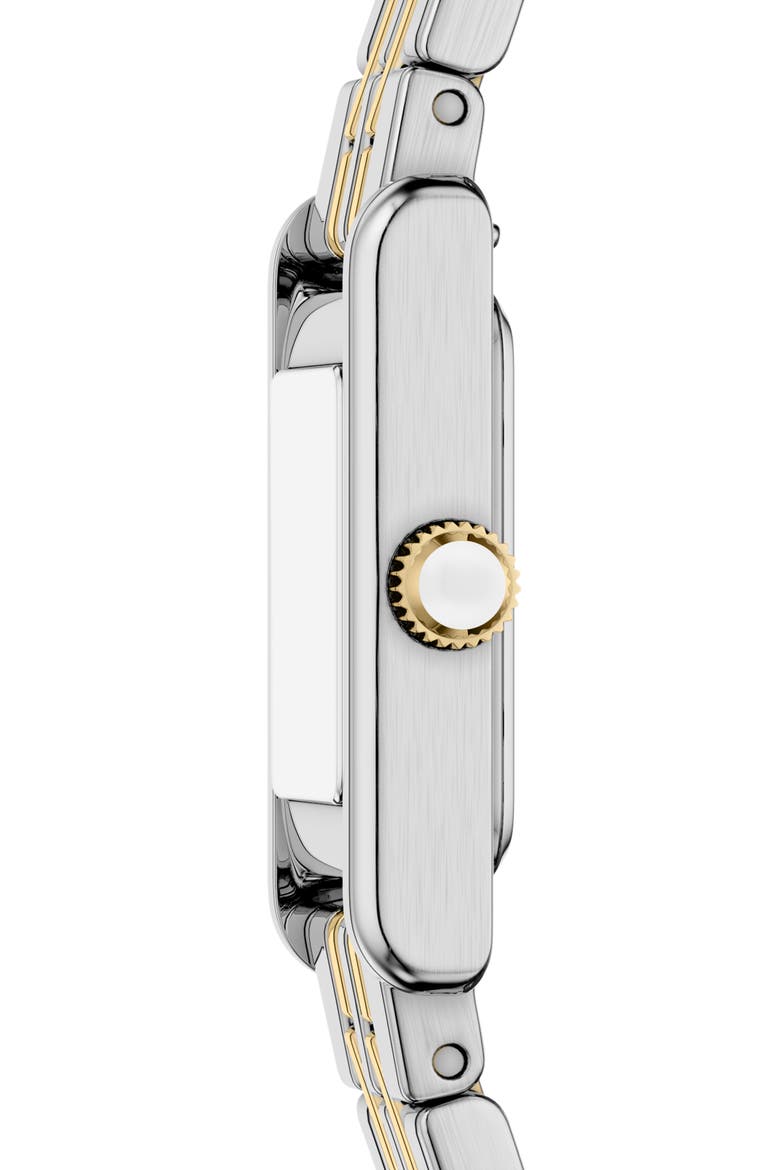 Small Mother-of-Pearl Tank Bracelet Watch, 19mm x 26mm, Alternate, color, SILVER