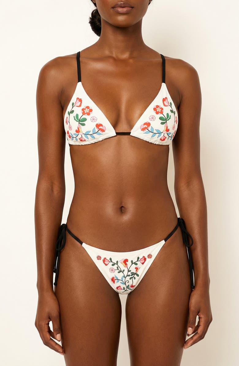 Jessie Zhao New York Wild Rose Reversible Triangle Bikini Top, Alternate, color, Pink