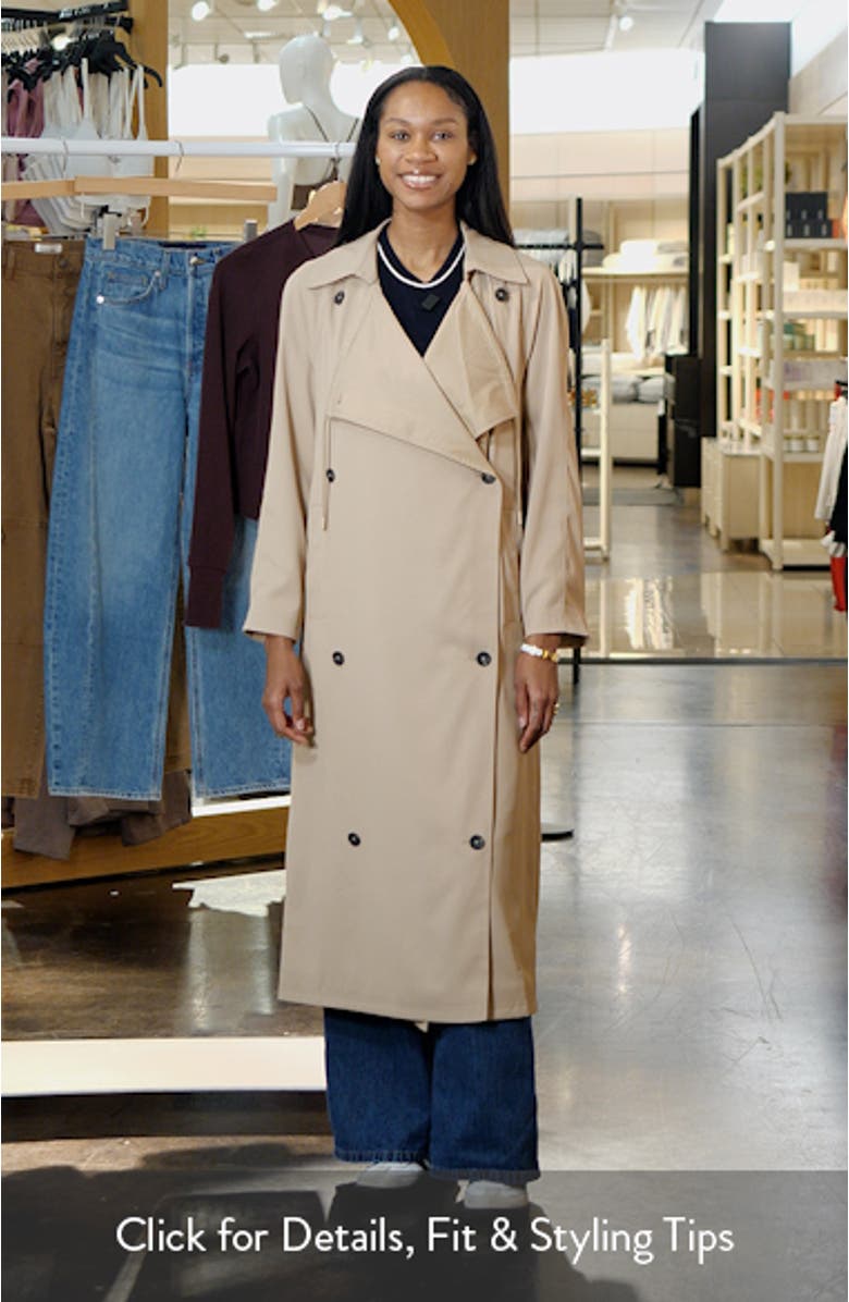 Waterfall Drape Front Double Breasted Trench Coat