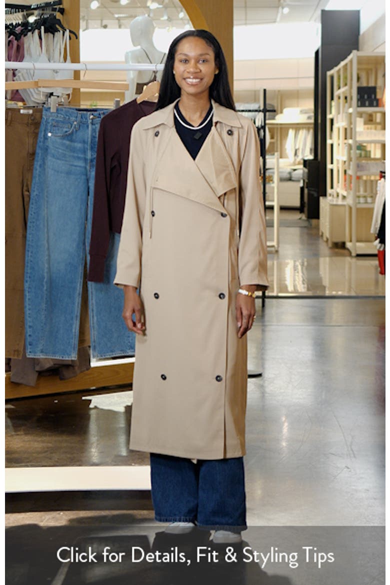Waterfall Drape Front Double Breasted Trench Coat video