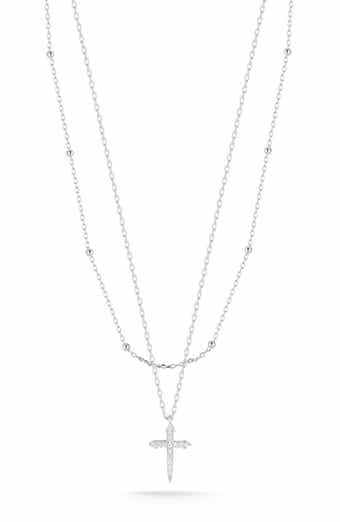 Pavé CZ Cross Layered Necklace
