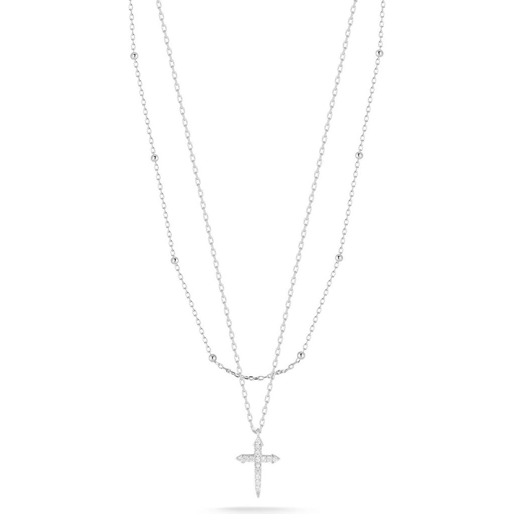 Chloe & Madison Chloe And Madison Pavé Cz Cross Layered Necklace In Silver