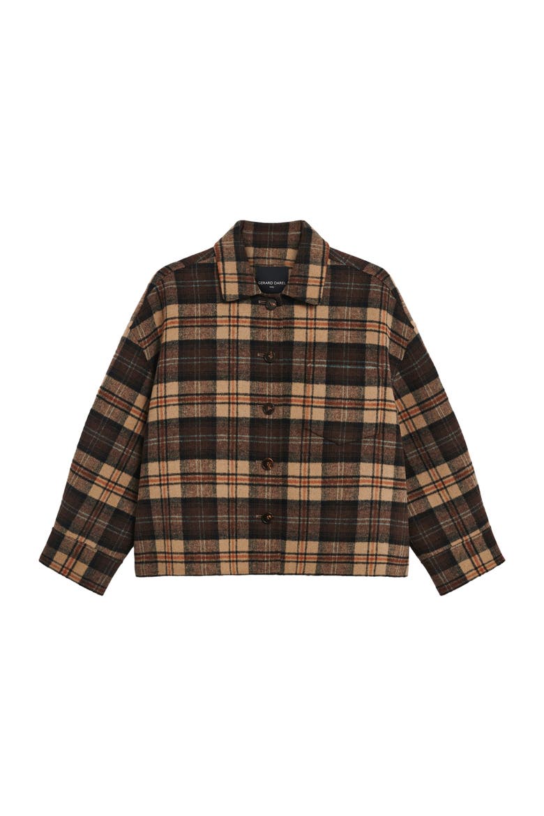 Oversized Cropped Long Sleeve Shacket, Alternate, color, Brown