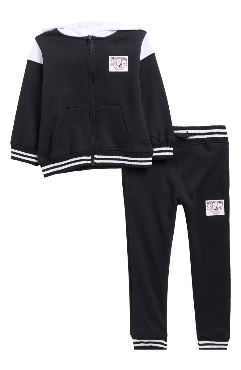 True Religion Kids' Track Hoodie & Joggers Set, Main, color, Black