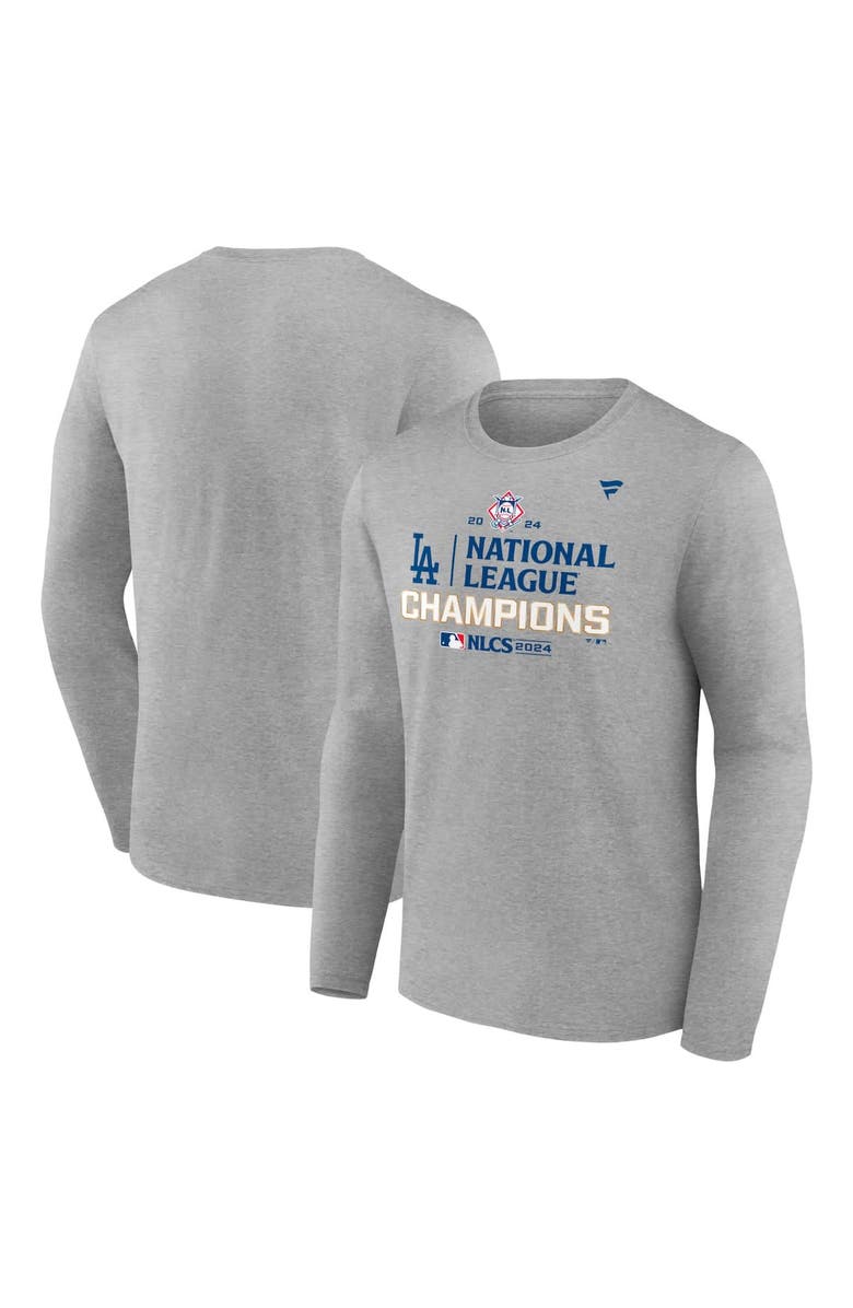 FANATICS Men's Fanatics Heather Gray Los Angeles Dodgers 2024 National League Champions Locker Room Long Sleeve T-Shirt, Alternate, color,