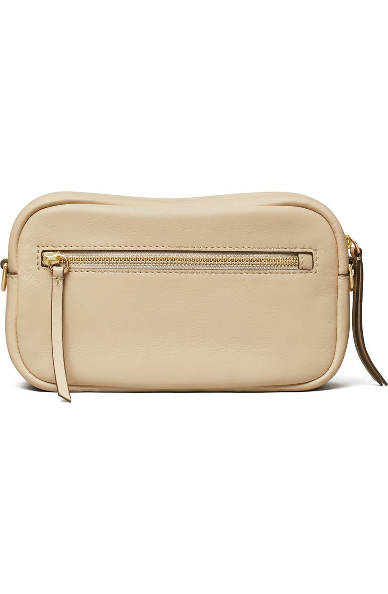 Tory Burch Mini Miller Soft Leather Crossbody Bag, Alternate, color, Light Stone