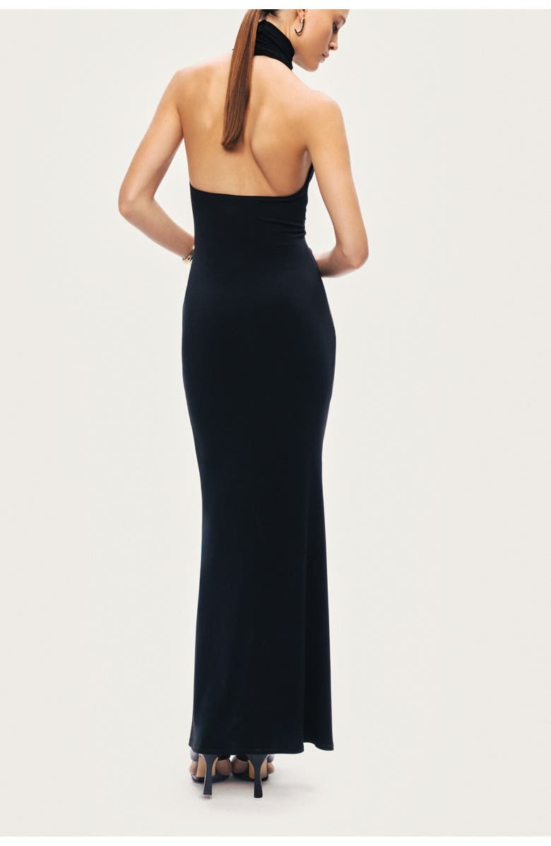 Nocturne Halter-Neck Draped Maxi Dress, Alternate, color, Black
