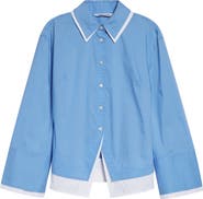 Veronica Beard Bonnie Layered Cotton Blend Button-Up Shirt