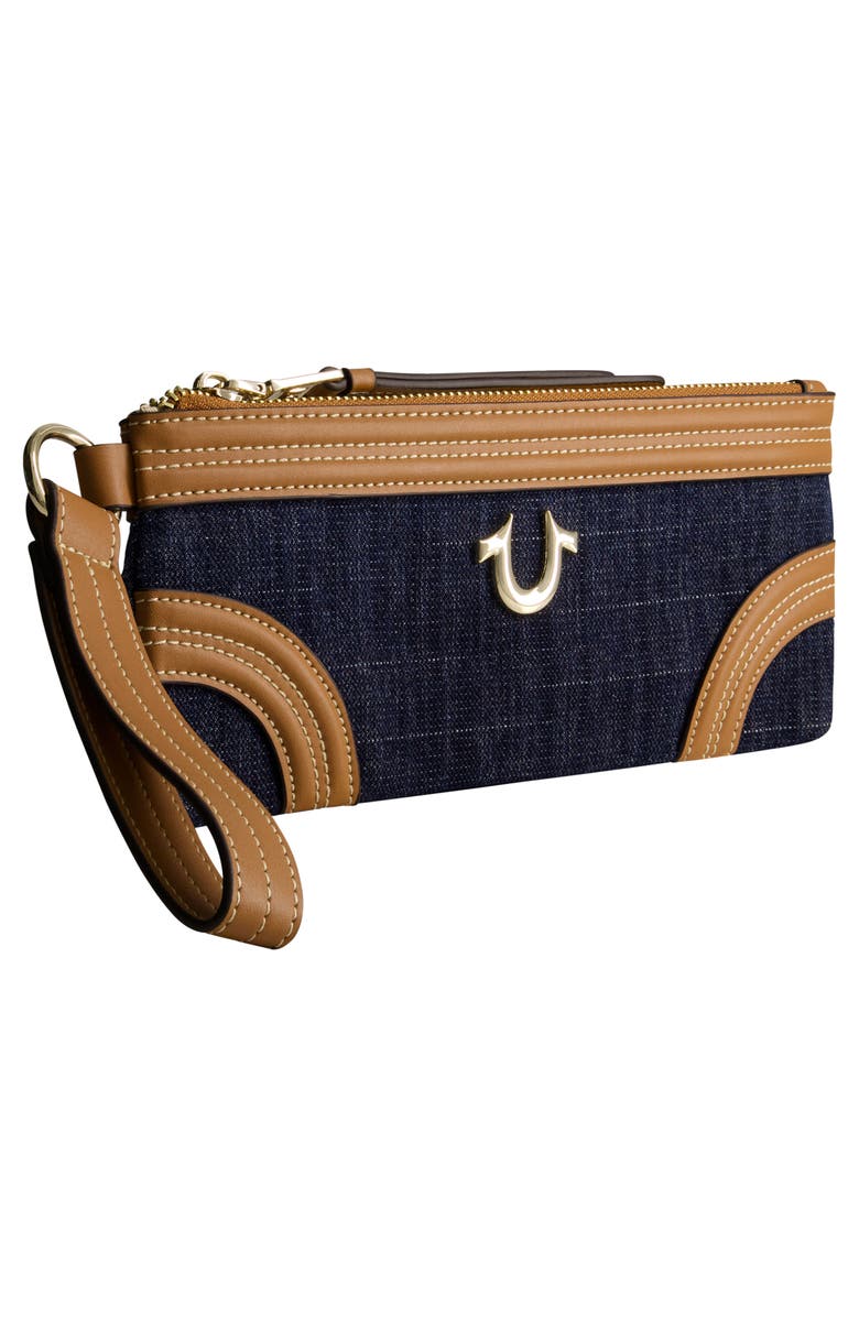 True Religion Horseshoe Denim Wristlet Wallet, Alternate, color, 