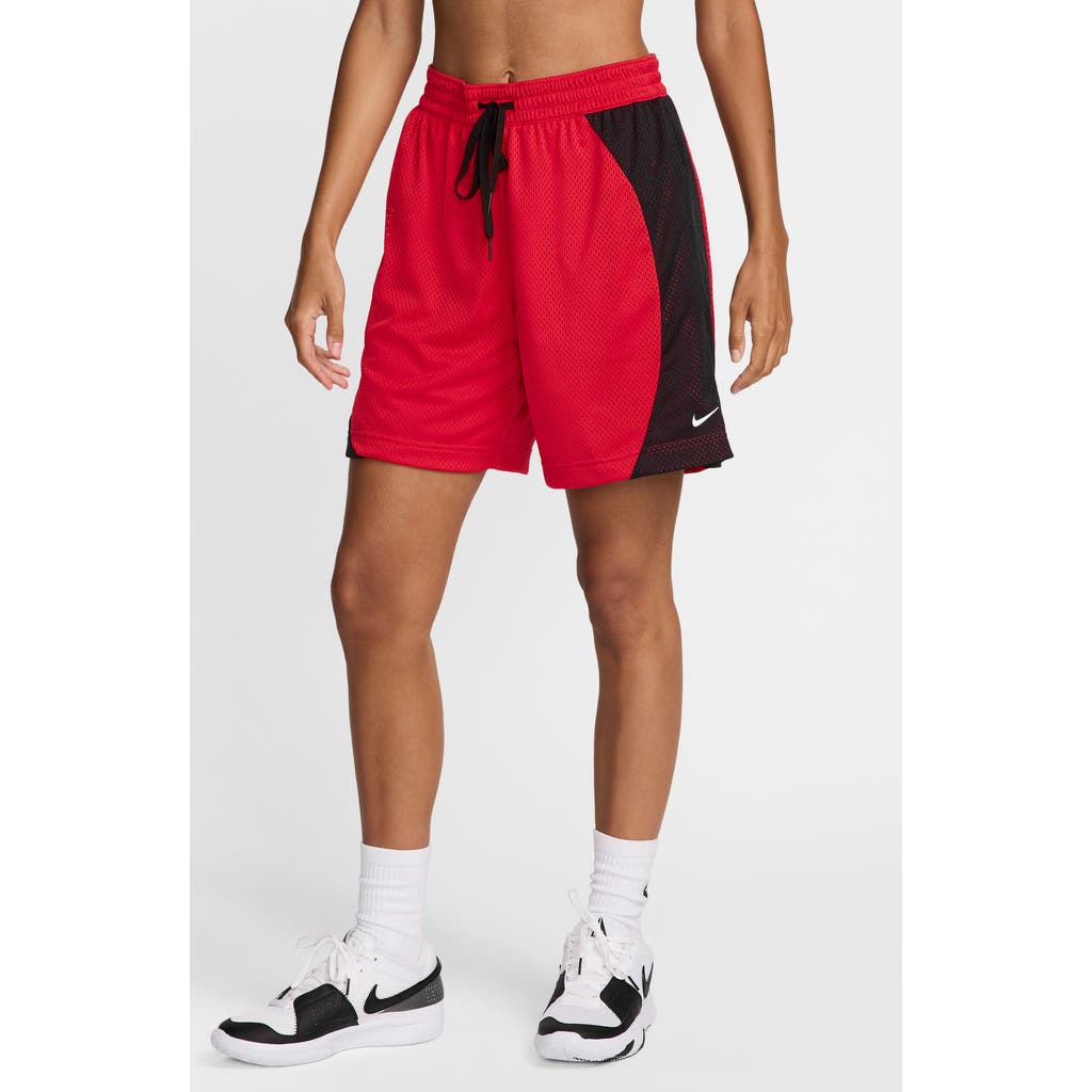 Nike Essential Dri-fit Mesh Basketball Shorts In University Red/black/white