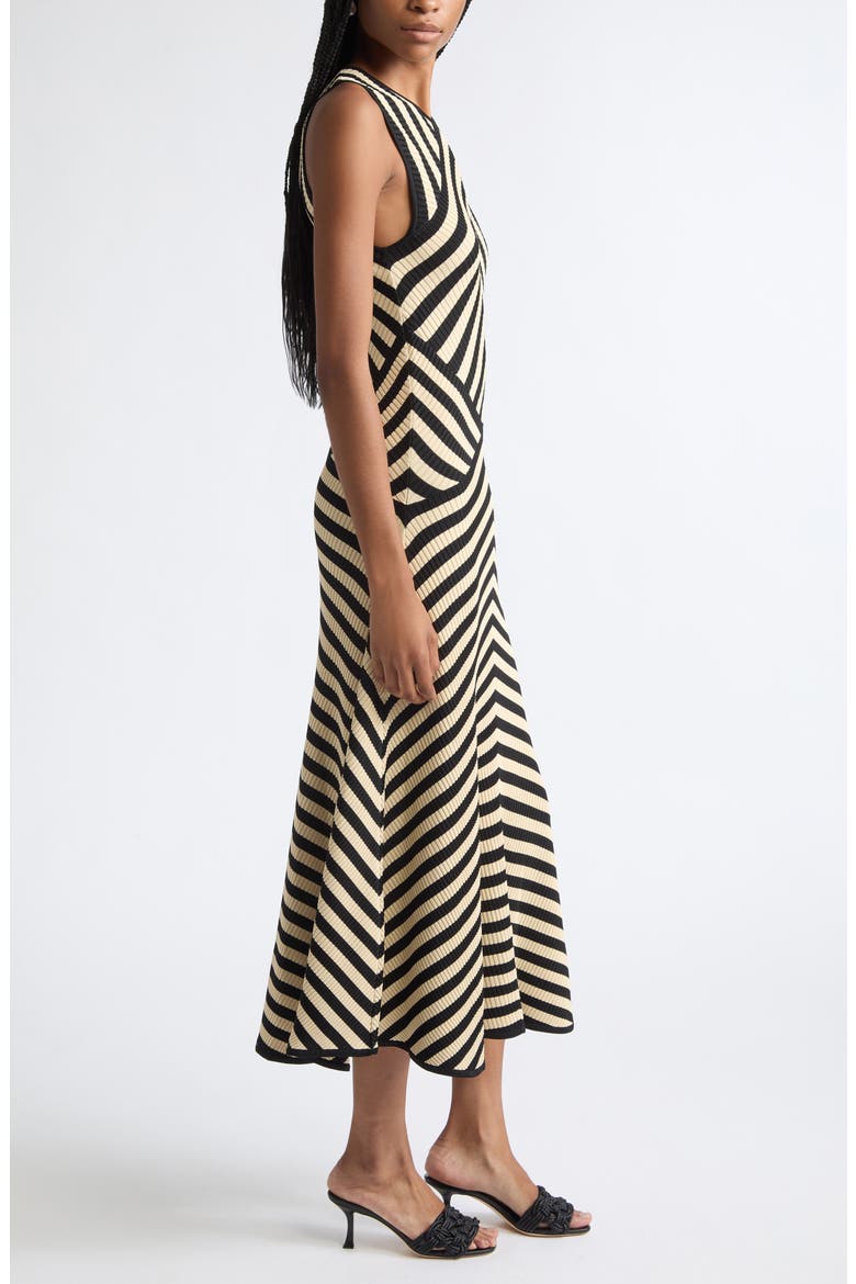 Valiant Deco Stripe Rib Sweater Dress, Alternate, color, BLACK/ CREAM