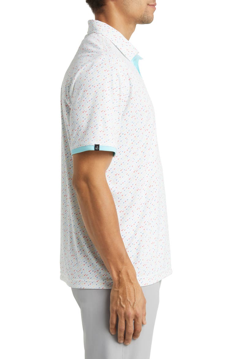 Ashton Scatter Print Golf Polo, Alternate, color, IVORY/ AQUA