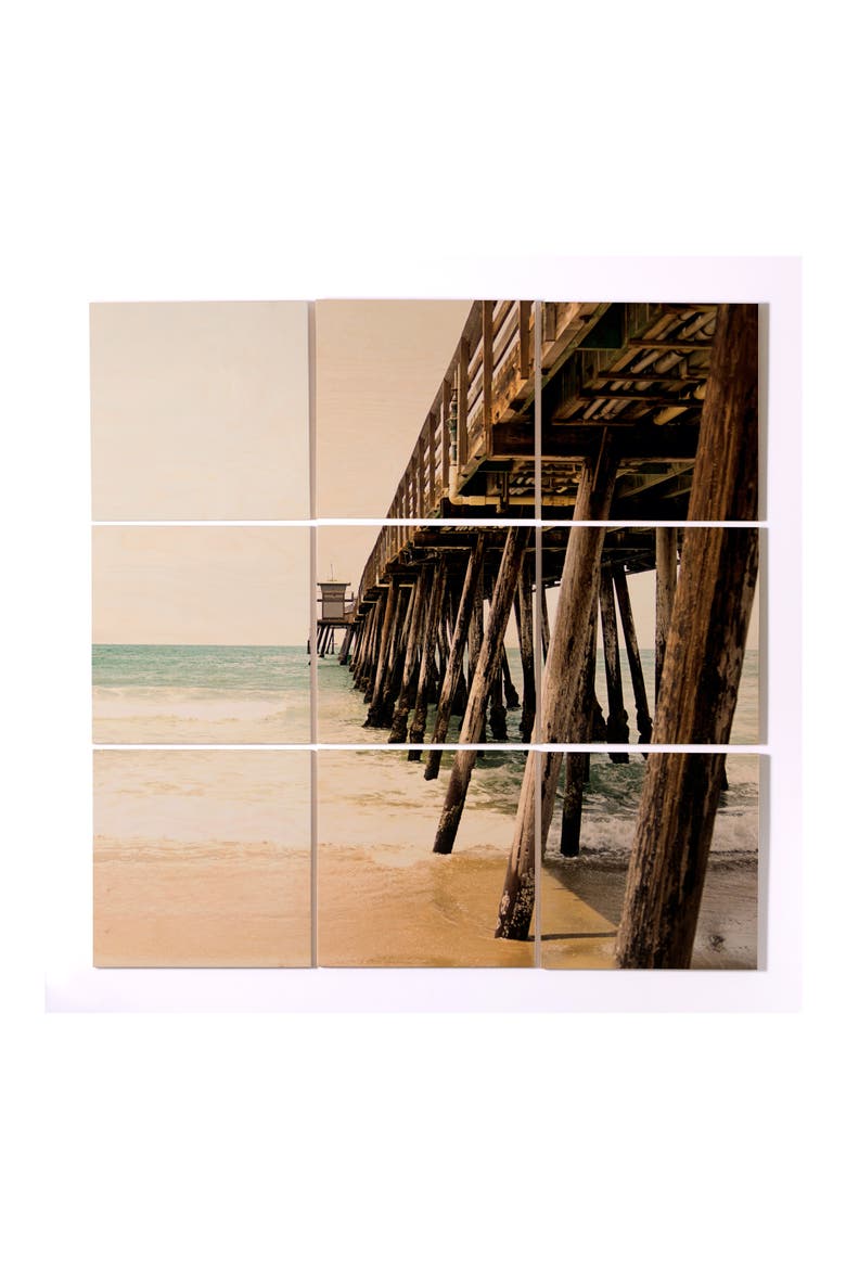 Down by the Pier 9-Piece Wood Wall Mural, Main, color, GREY