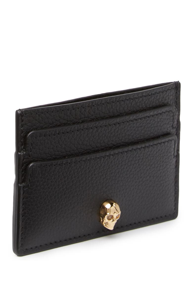 McQueen Alexander McQueen Leather Skull Card Holder, Alternate, color, 