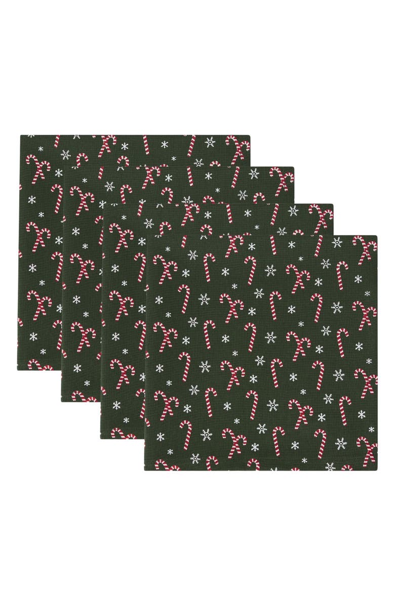 Design Imports Candy Cane Print 4-Piece Napkin Set, Main, color, Candy Cane Print