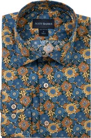 Scott Barber Canclini Regular Fit Floral Cotton Button-Up Shirt