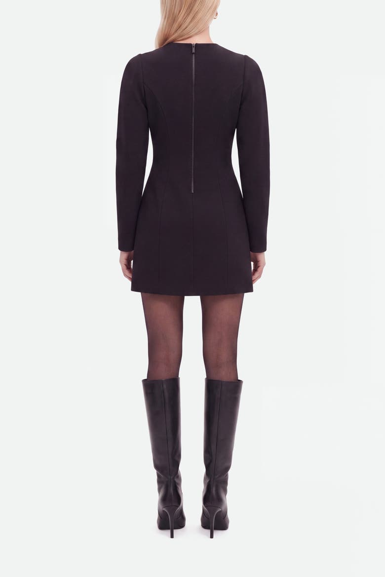 Balloon Sleeve Structured Mini Dress, Alternate, color, Black
