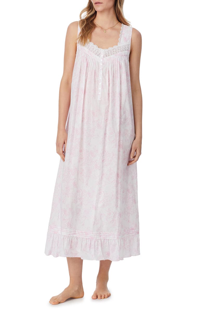 Eileen West Cotton Lawn Ballet Nightgown, Alternate, color, White/Pink