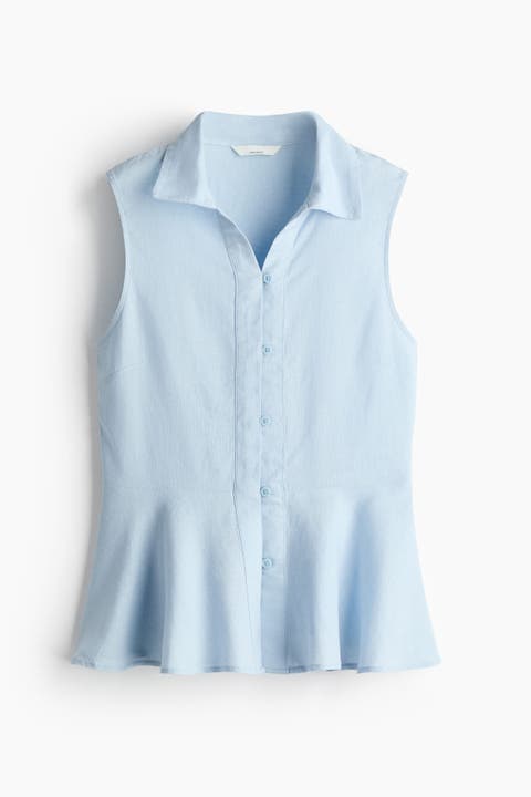 Sleeveless Linen-blend Shirt