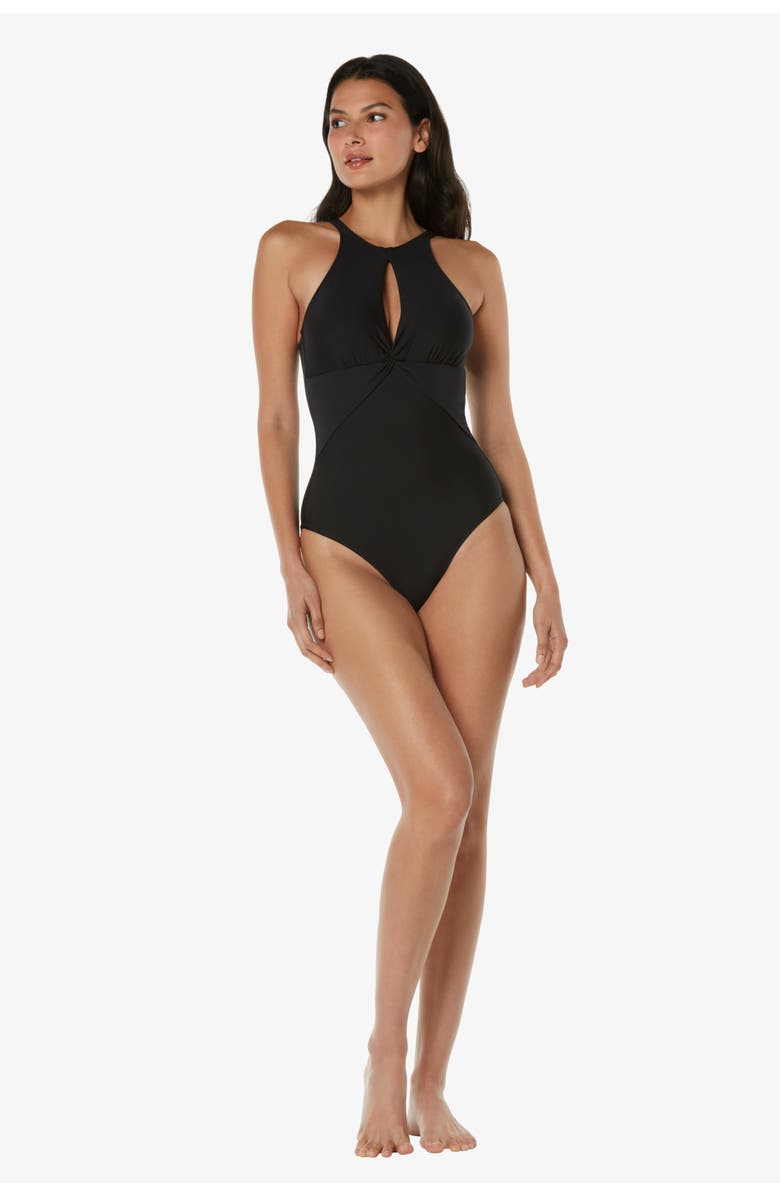 HELEN JON High Neck One-Piece, Alternate, color, Black
